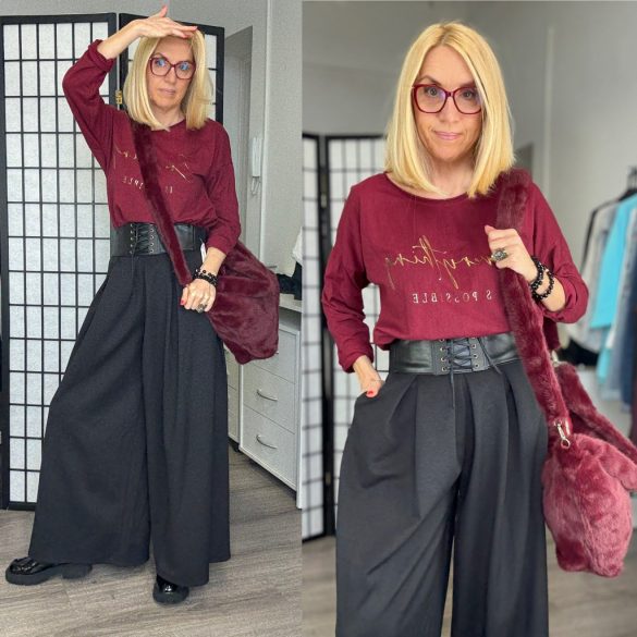 Everything is possible hosszú ujjú felső 25515-18 - bordó