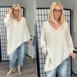   Star aszimmetrikus V kivágású kötött pulóver 1925-bézs
