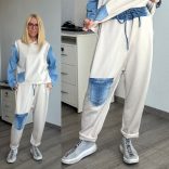 S Woman ülepes nadrág farmer betéttel 2021/2 - bézs