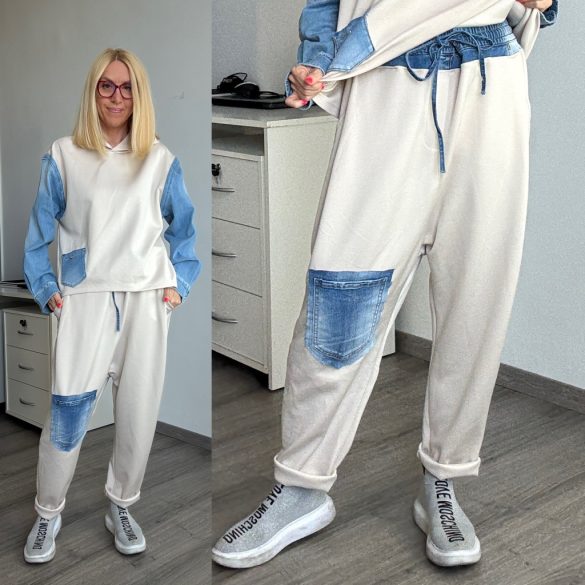 S Woman ülepes nadrág farmer betéttel 2021/2 - bézs