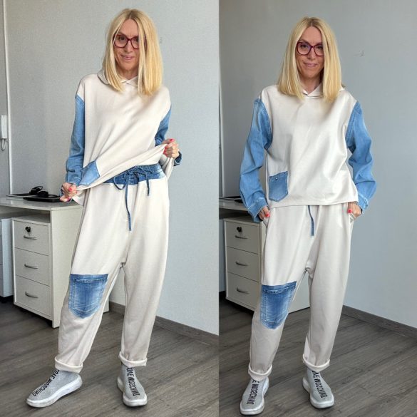 S Woman ülepes nadrág farmer betéttel 2021/2 - bézs