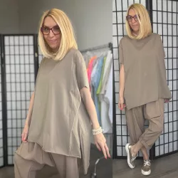 Ellis lézervágott basic pamut tunika24111-taupe