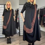 Mitica ujjatlan rózsás ruha 8680 - fekete