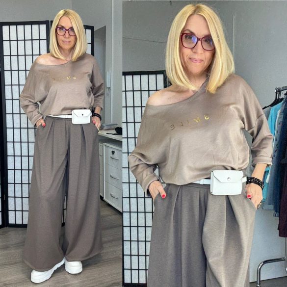 Smile hosszú ujjú viszkóz felső 25527-18 - taupe