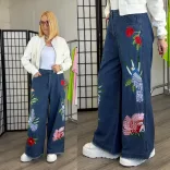 Fly Out bőszárú hímzett farmerA31022-kék