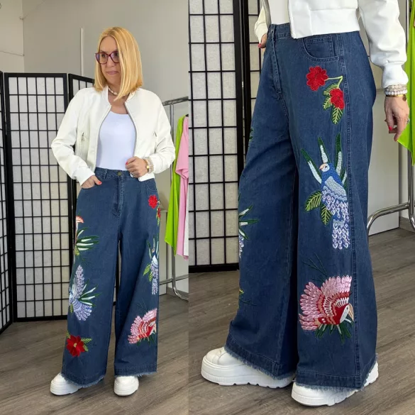 Fly Out bőszárú hímzett farmerA31022-kék