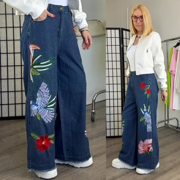 Fly Out bőszárú hímzett farmerA31022-kék