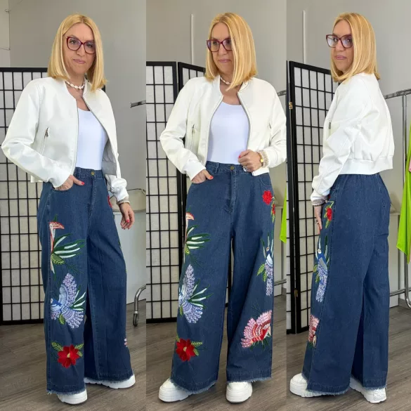 Fly Out bőszárú hímzett farmerA31022-kék