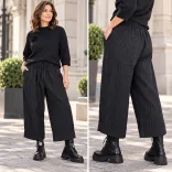 Wendy Trendy szélesszárú gumis derekú nadrág 250283 - fekete