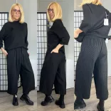 Wendy Trendy szélesszárú gumis derekú nadrág 250283 - fekete