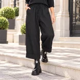 Wendy Trendy szélesszárú gumis derekú nadrág 250283 - fekete