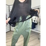 Sunflower műbőr gumisderekú nadrág - khaki