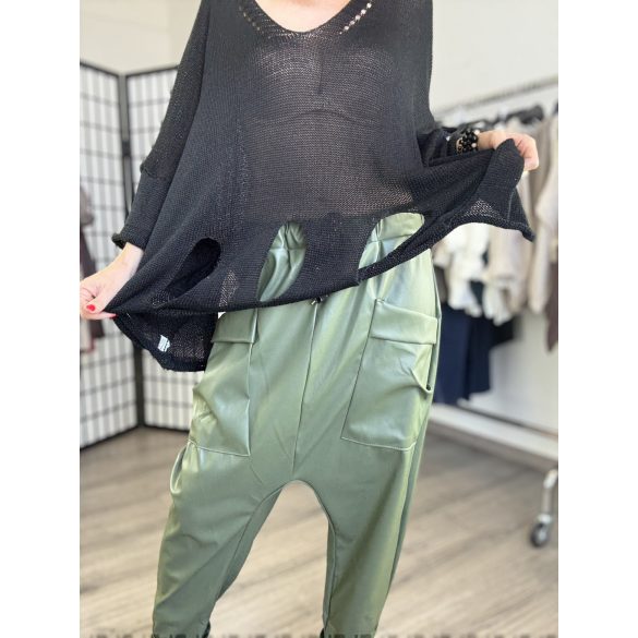 Sunflower műbőr gumisderekú nadrág - khaki