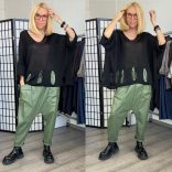 Sunflower műbőr gumisderekú nadrág - khaki