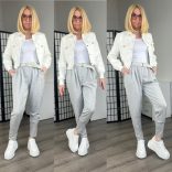 Flipper gumis derekú, szűkített szárú nadrág,övvel 52757-szürke