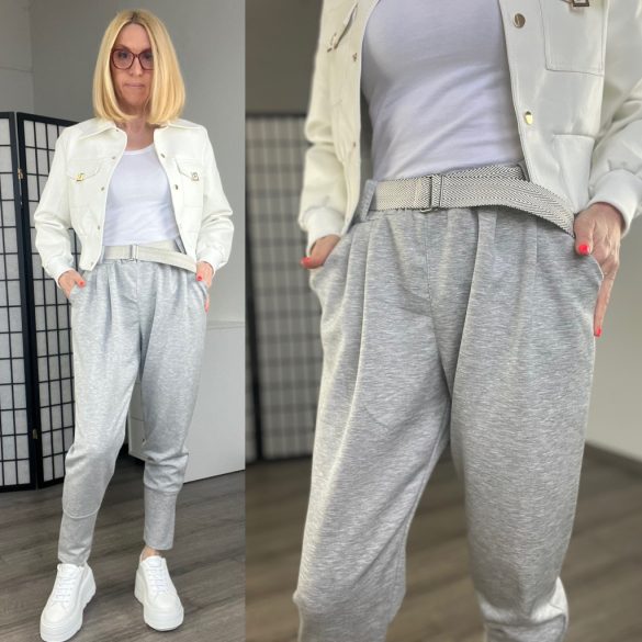 Flipper gumis derekú, szűkített szárú nadrág,övvel 52757-szürke