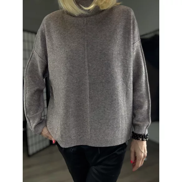 Garbónyakú viszkóz vékonykötött pulóver R026 - taupe