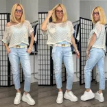 S Woman csipkés szívecskés farmerSW1916-világoskék