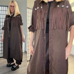 Zeta Otto rojtos vászon ingruha  18266 - csokibarna