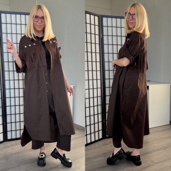 Zeta Otto rojtos vászon ingruha  18266 - csokibarna