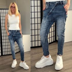   Melly ülepes elasztikus farmer ferde varrással 7221 - sötétkék