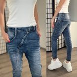 Melly ülepes elasztikus farmer ferde varrással 7221 - sötétkék