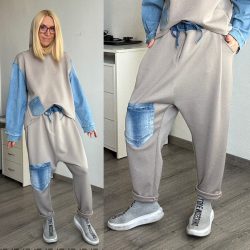 S-Woman ülepes nadrág farmer betéttel 2021/2 - taupe