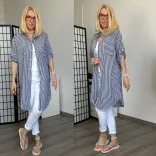 Ilda csíkos pamut ing -fehér/sötétkék
