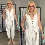 Mandy nadrág mellénnyel 7135-7048-törtfehér