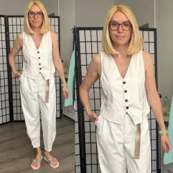 Mandy nadrág mellénnyel 7135-7048-törtfehér
