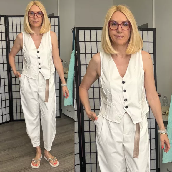 Mandy nadrág mellénnyel 7135-7048-törtfehér