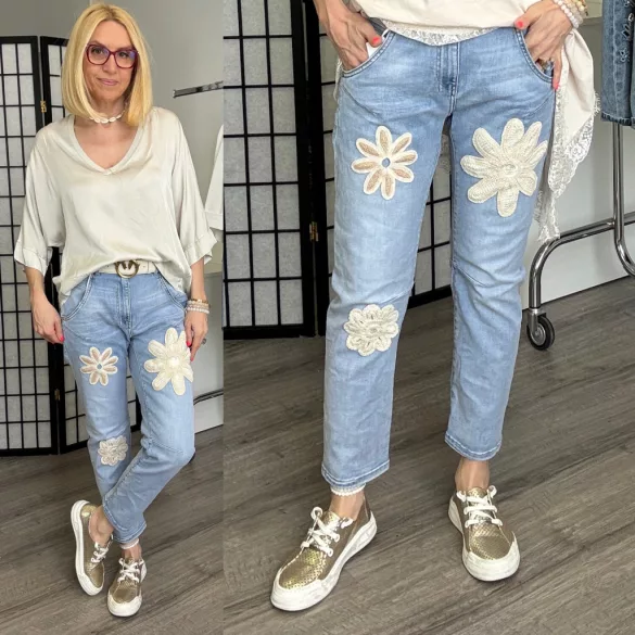 S Woman horgolt virágos farmerSW1815-világoskék