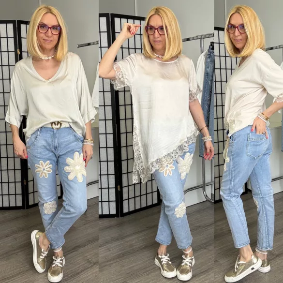 S Woman horgolt virágos farmerSW1815-világoskék