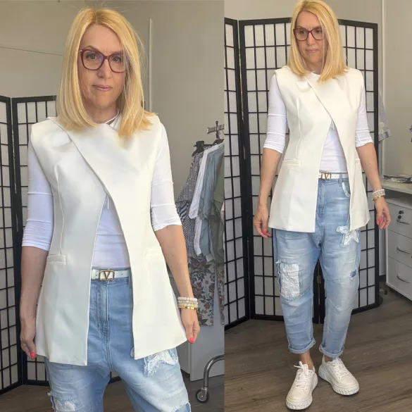 Agata átlapolt blézer 26096 - fehér