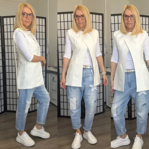 Agata átlapolt blézer 26096 - fehér