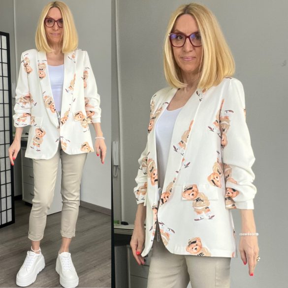 ELSA Teddy mintás blézer 2208 - barna