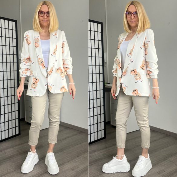 ELSA Teddy mintás blézer 2208 - barna