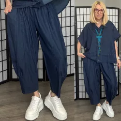 Barbara farmerhatású buggyos nadrág 24095-sötétkék 