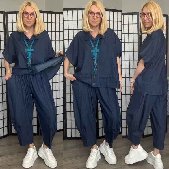Barbara farmerhatású buggyos nadrág 24095-sötétkék 