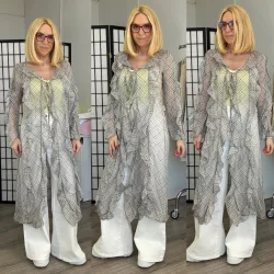 Beauty Woman fodros kaftánBW096-002-szürke/barna