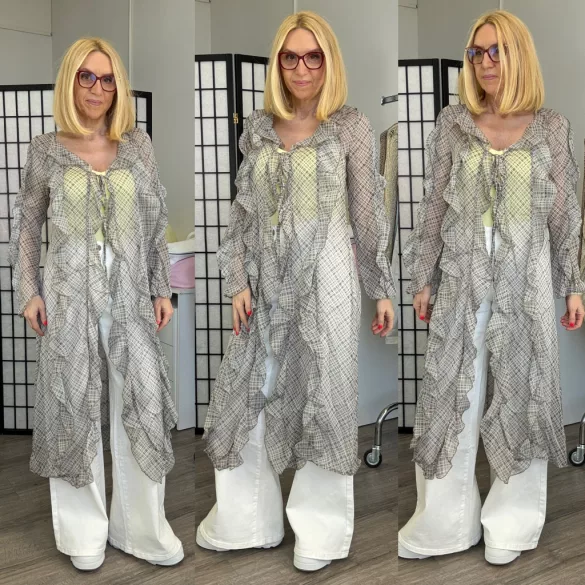 Beauty Woman fodros kaftánBW096-002-szürke/barna