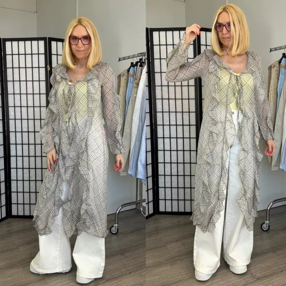 Beauty Woman fodros kaftánBW096-002-szürke/barna