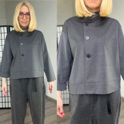 SUN nagy zsebes hosszú ujjú blézer 8592 - szürke