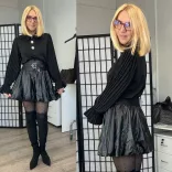 Elsa bőrhatású hagymaszoknya 3099-fekete