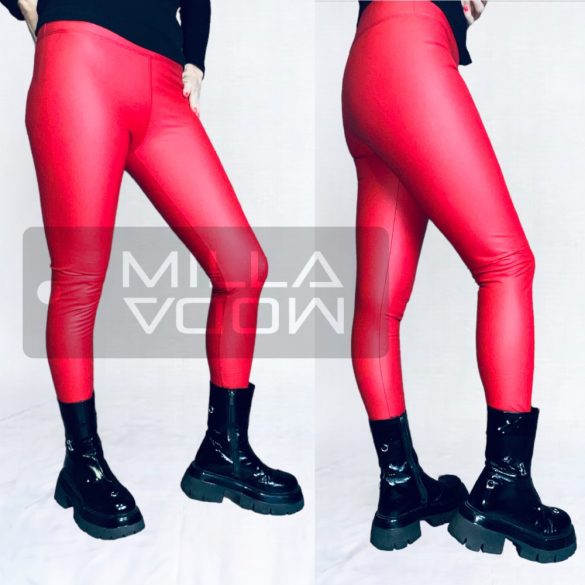 GB elasztikus bőrhatású bélelt leggings 3070-piros