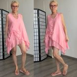 Noe lenge elől húzott ujjatlan tunika 15399 - korall