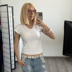 Livy pamut rövid ujjú  V nyakú póló FD520 - fehér