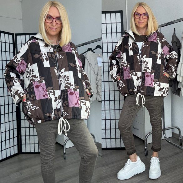 Montana virág mintás kabát alján gumírozott 5052 - csokibarna