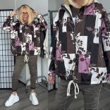 Montana virág mintás kabát alján gumírozott 5052 - csokibarna