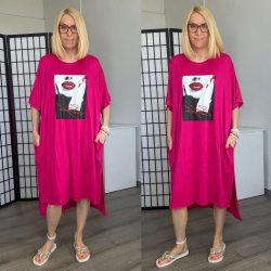 Nikole Style rövidujjú  zsebes tunika 586 - magenta